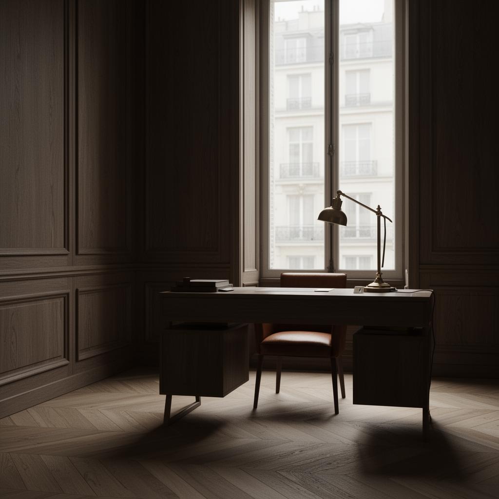 Bureau parisien, vue d'un appartement haussmannien